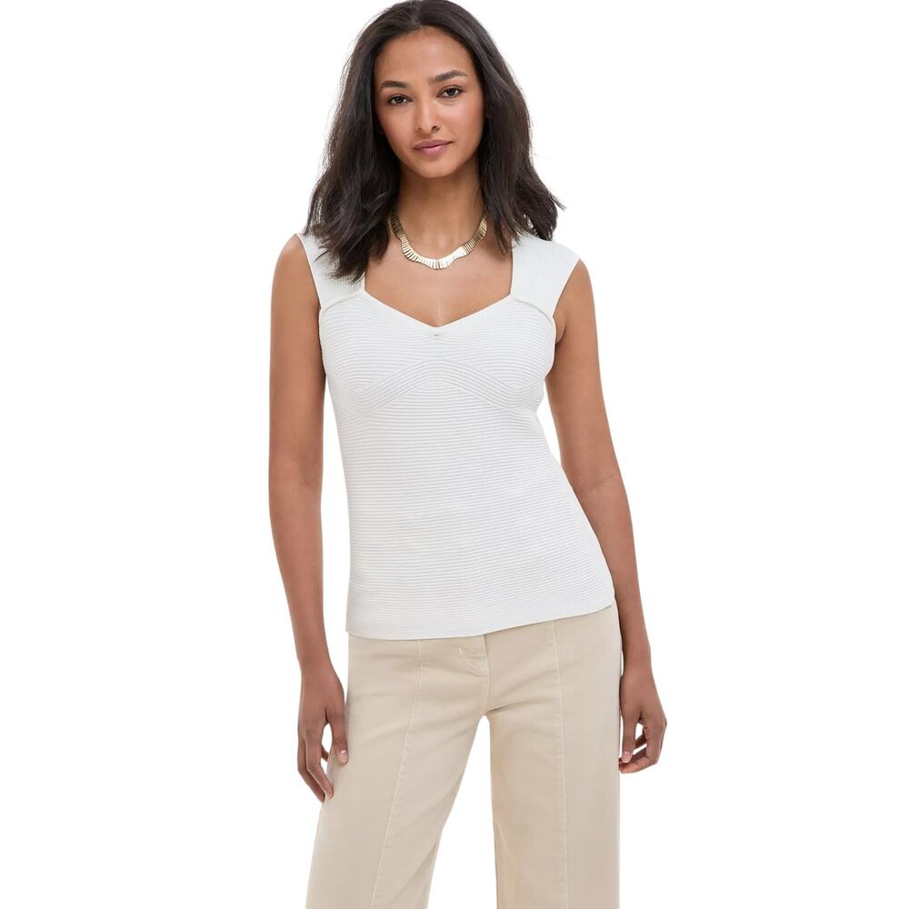 HUGO BOSS Orange Women's Sweetheart-Neck Sleeveless Top in Soft Cream